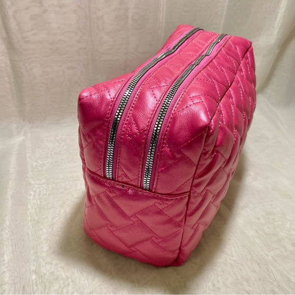 Betsey Johnson Fuchsia Large Quilted Cosmetic Bag, NWR - Picture 7 of 15